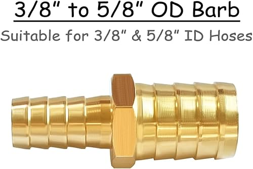 Miniatura 8 de 2 accesorios de manguera de púas reductor de púas de latón de 58 a 1 pulgada de diámetro exterior con 4 abrazaderas de acero inoxidable para