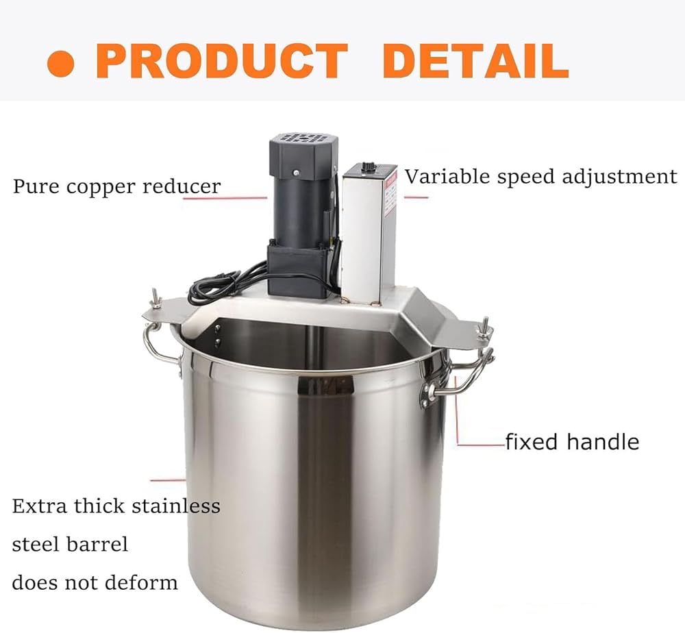 Impastatrice elettrica, impastatrice automatica commerciale per pentole – impastatrice elettrica portatile per mortaio con raschietto a 4 lame e velocità di miscelazione regolabile