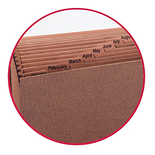 Smead Tuff Expanding File, 12 Pockets, Monthly (Jan.-Dec.), Flap And Cord Closure, Legal Size, Redrope (70390) #TOP2