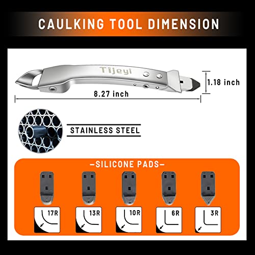 Caulking Tool Kit Stainless Steel Grout Removal Tool,4 in 1 Tile Caulk Remover Tool,Silicone Scraper Caulk Finishing Tools for Kitchen Bathroom Floor Sealant Caulking Window Sink Joint - Image 3