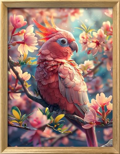 Image of Leczany Cross Stitch Patterns Stamped Kit for Beginners | Embroidery Supplies DIY Craft Kit Needlepoint for Adults Starter | 11CT, 3 Strands | Pink Parrot 15.8x20.9 inches