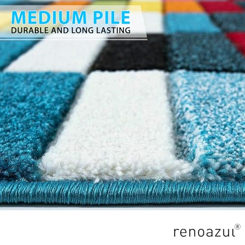 renoazul® Multi Colour Carpet Runner Rug for Living Room, Hallway, Bedroom and Office, 160 x 230 cm, Cube, Soft Thick Pile Fluffy Thick Plush Geometric Runner Rug - Cosy Home Interiors renoazul® Multi Colour Carpet Runner Rug for Living Room, Hallway, Bedroom and Office, 160 x 230 cm, Cube, Soft Thick Pile Fluffy Thick Plush Geometric Runner Rug - Image 2