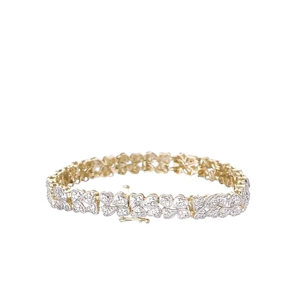 Amazon-Collection-18k-Yellow-Gold-Plated-Sterling-Silver-Genuine-Diamond-Hearts-Bracelet-110-cttw-I-J-Color-I2-I3-Clarity-725 Amazon Collection 18k Yellow Gold Plated Sterling Silver Genuine Diamond Hearts Bracelet (1/10 cttw, I-J Color, I2-I3 Clarity), 7.25"