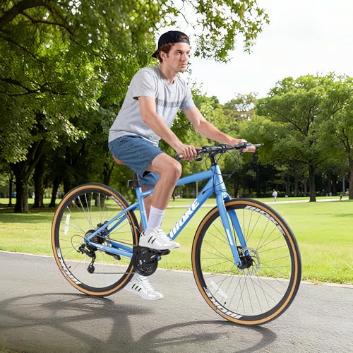 Image of DEYGIA Hybrid Bike, 24-Speed 700C Wheel Hybrid Bicycle with Dual Disc Brakes, Trigger Shifting, Internal Wiring Frame, Lightweight City Commuter Bicycle for Men Women Adult, Multiple Colors