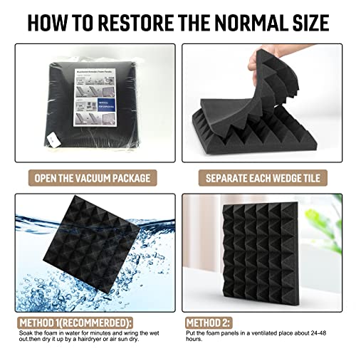 Akustikschaumstoff 12 Stück Schalldämmung Hochdichte Schallabsorber Wand Reduzieren Hall-Echo-Lärm für Podcast Aufnahmestudio schallschutz mit 60pcs Aufklebern Geliefert, 30x30x5cm