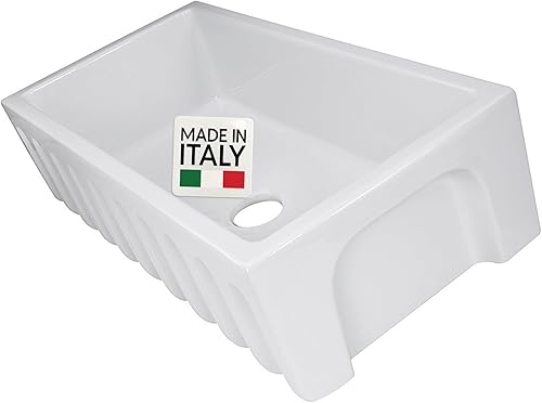 Fregadero de granja blanco – Fregadero de granja de 36 pulgadas con delantal, fregadero de cocina de granja de arcilla refractaria, fabricado en