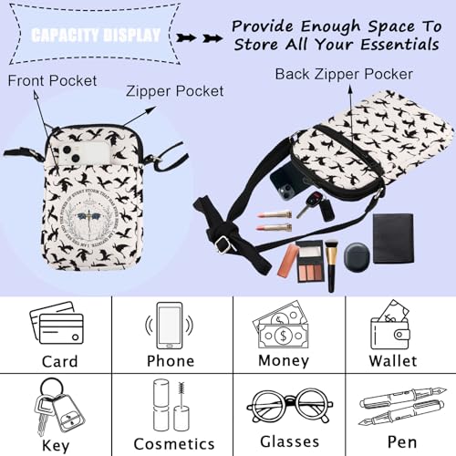 ENSIANTH Dragon Rider Crossbody Purses Bag Dragons Dark Academia Reader Gift Violet Sorrengail Fantasy Bookish Messenger Bag3