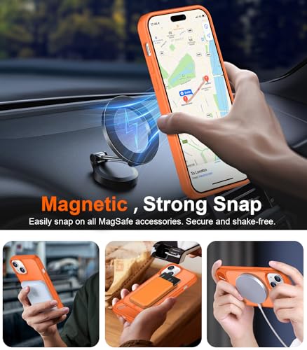 Image of Magnetic Compatible with iPhone 15 Case, [Built-in Invisible Kickstand][Compatible with MagSafe] [Military Grade Shockproof] Slim Translucent Matte Phone Case for iPhone 15 6.1 inch
