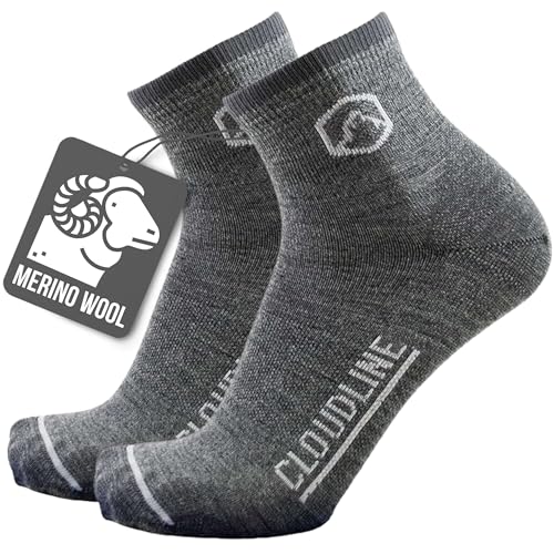 CloudLine Merino Wool Running Socks for Men and Women - Ankle, Thin, Anti-Blister, Moisture Wicking, Made in USA - 1 Pair