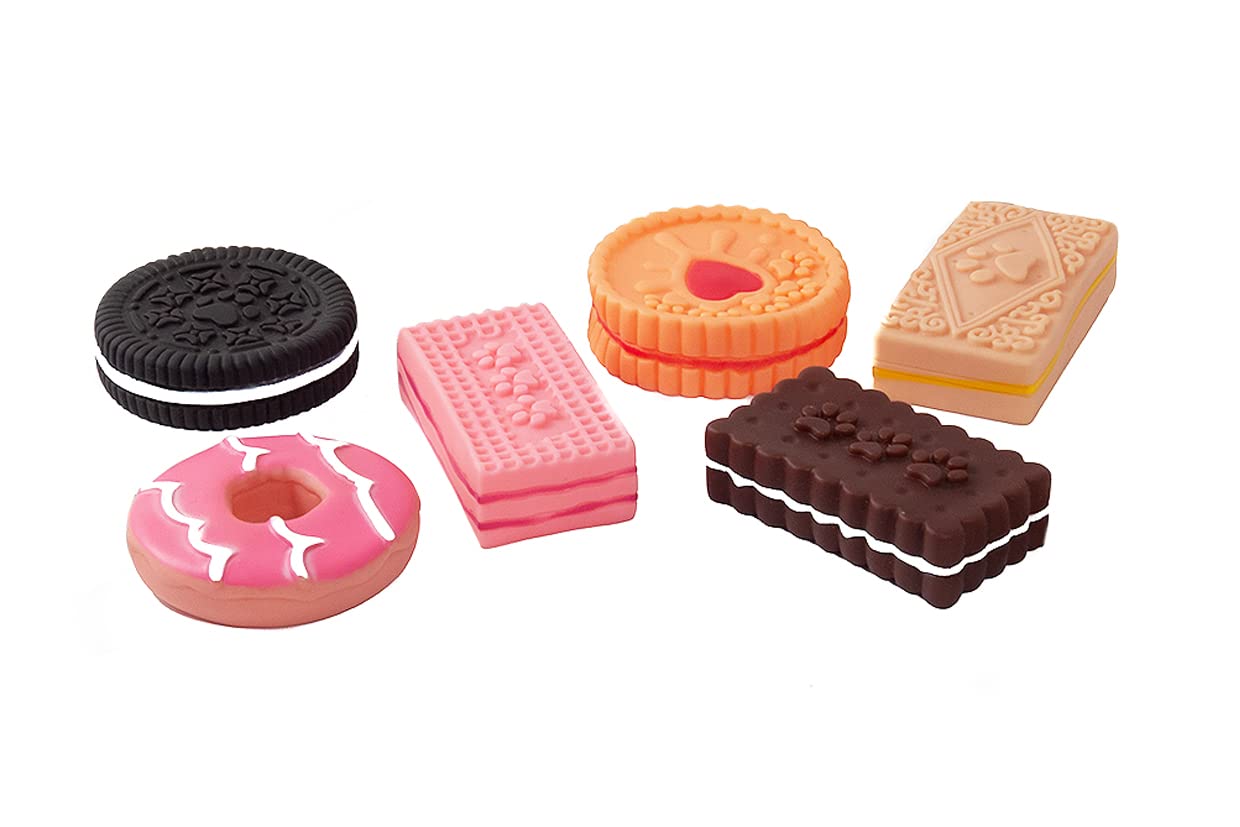6 Pcs Pet Dog Chew Squeaky Assorted Biscuit Toy