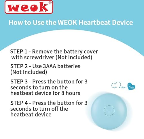 WEOK Juguete de latido del corazón para cachorros, juguete para aliviar la ansiedad por separación, latido del corazón de cachorro, juguete de peluche calmante para la ansiedad y el comportamiento - imagen 3