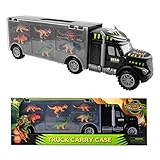 m zimoon Dinosaurier LKW Spielzeug, Dinosaurier Transporter Truck LKW mit 6 Mini Figuren Spielset Dino für Jungen Mädchen Kinder