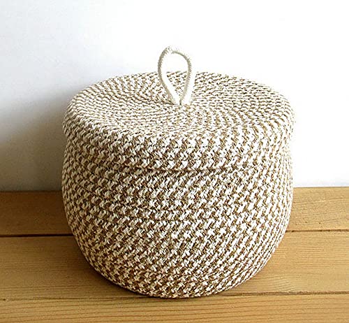 Cesta de almacenamiento decorativa de paja y algodón para organizar snacks