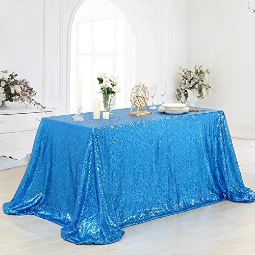 Image of B-COOL Birthday Table Cloths Sequin Tablecloth Glitter Tablecloths Mermaid Wedding Tablecloth Glitz Aqua Blue Table Linens for Christmas Birthday Party Prom Holiday 90x156Inch
