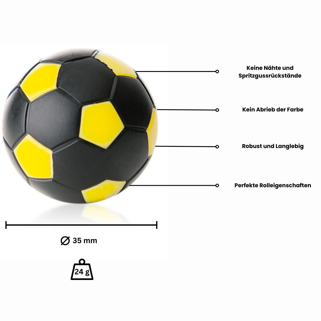 Lot De 6 Balles De Baby-foot Winspeed – 35 Mm – Noir/Blanc – Poids 24g – Pour Barres De 16 Mm – Tournoi