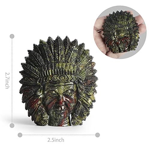 Figura Escultura Cabeza India Dragon Bloodstone 2.5 pulgadas miniatura 3