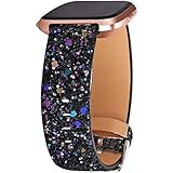 Greaciary Glitter Watch Bands Women/Girl Compatible for Fitbit Versa,Sparkly Replacement Straps Bracelet Luxury Elegant Compatible for Smartwatch Versa -Black