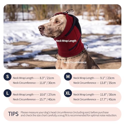Image of IECOii Small Ear Wrap Dog Ear Cover for Noise Protecion(Red,Small) | Doggie Calming Hoodie for Anxiety Relief in Thunder Firework Breathable Soft No Shake Adjustable Patches for Dogs Hematoma