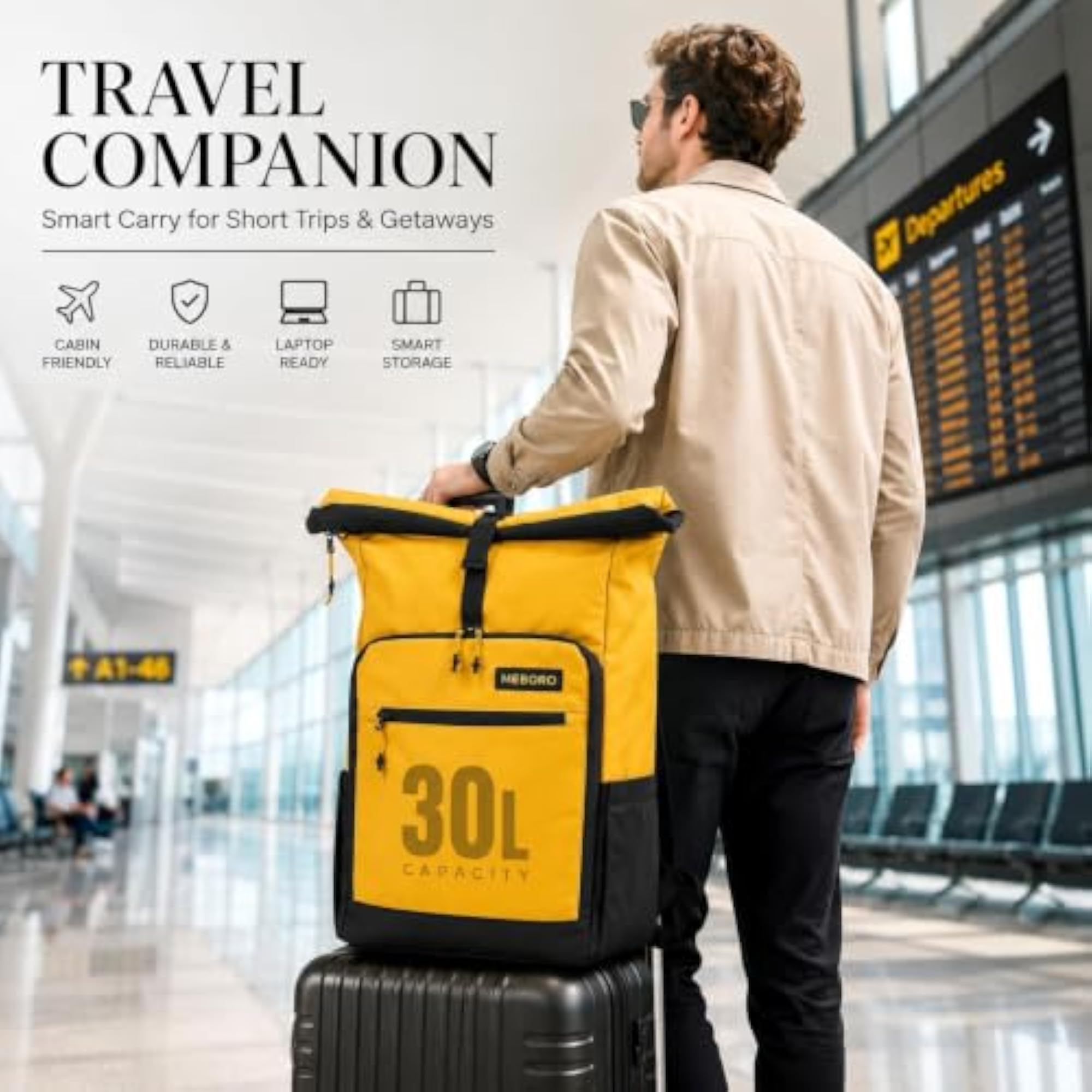 Mustard Travel Backpack, Durable and Waterproof