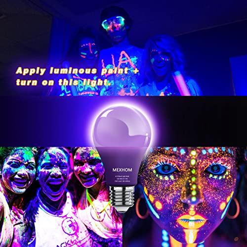 Mfxmf 4 Pack A19 Led Black Light Bulbs,9W (100W Equivalent) E26 Base Dimmable Black Lights thumb #1
