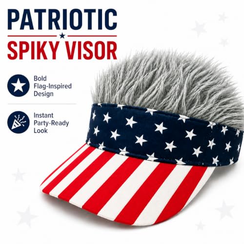 Image of Mens Visor with Hair Fake Hat with Hair for Men Funny Golf Hats Wig Hat Spiked Adjustable Baseball Cap