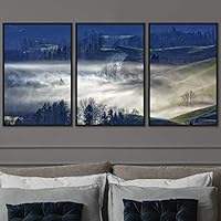 3 Piece Framed Canvas Wall Art Foggy Mountains Canvas Prints Home Artwork Decoration for Living Room,Bedroom - 16