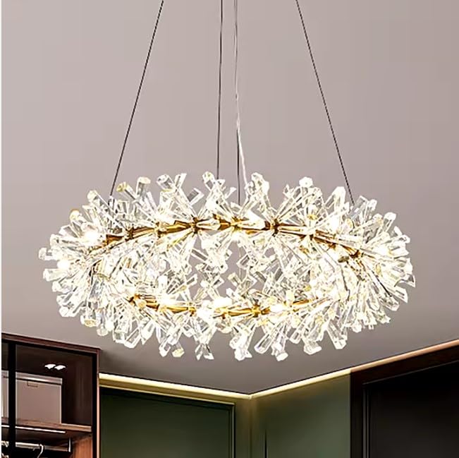 Lustre en cristal moderne feu d'artifice or de 60cm de diamètre pour salon