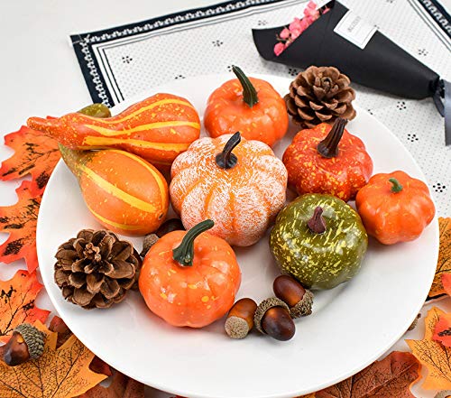 Lot De 12 Mini Citrouilles Artificielles En Mousse Pour Décoration D'Halloween Et D'Automne - Réalistes, Jaune/Orange, 3.5 Cm