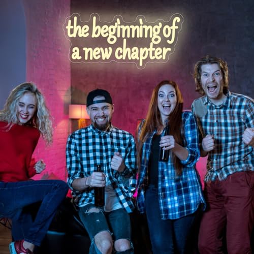 Image of The Beginning of A New Chapter Neon Sign for Wall Decor Dimmable Wedding Neon Sign for Retirement Graduation Wedding Background Board Party Decorations