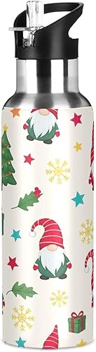 Miniatura 8 de Cute Christmas Gnomes Red Hats Insulated Stainless Steel Water Bottle with Straw 32 Oz, BPA-Free Sport Water Bottle Leakproof Water Bottles