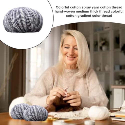 Kit de ganchillo para bufanda artesanal con algodón degradado suave 5