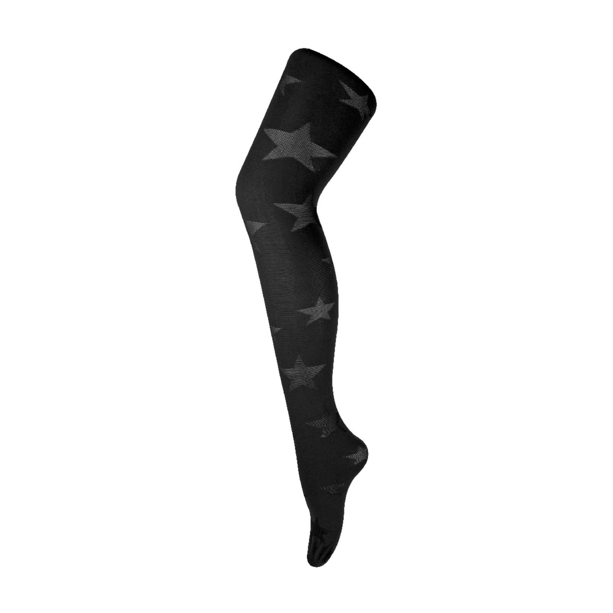 Sock Snob - Ladies Thick Coloured 80 Denier Opaque Patterned Winter Fashion Tights (8-14 UK 36"/42", Star Black)
