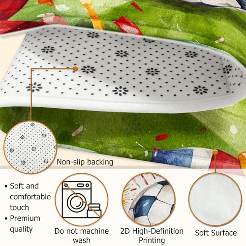 Tapis de cuisine football lavable et tapis de porte stade vert antidérapant