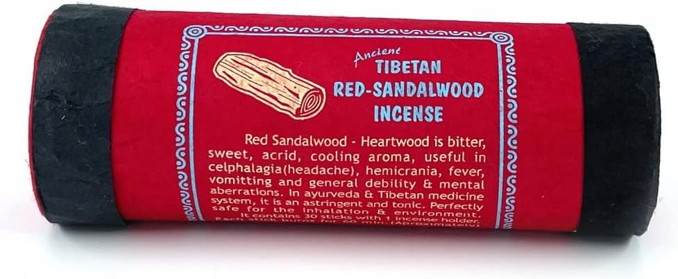 Ancient Tibetan Red Sandalwood Incense - for Mediation, Yoga, Prayer, Aromatic Medicine, Stress Reliever, Calmness (Bundle of Three)