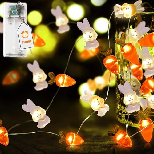 Lichterkette Ostern Batterie mit Timer, 2M 20 LED Lichterkette...