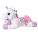 Produktbild TE-Trend Plüschpferd Einhorn Unicorn liegend 60cm pink oder weiß mit lila Applikationen und Flügel (weiß)