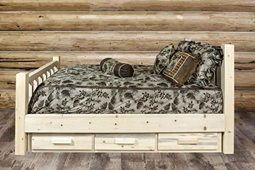 Montana Woodworks Homestead Collection Twin Bed with Storage, Clear Lacquer Finish