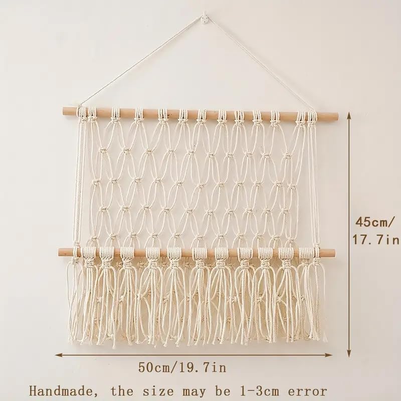 Image of Waterlily House - Organizer Mesh, Bohemian Net Organizer, Stuffed, Toy Storage Hammock, Rainbow Stuffed Animal Hammock Macrame for Toy Storage. (Offwhite - One Layer)