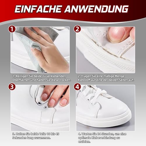 Schuhkleber extra Stark Wasserfest, transparenter, wasserfester Schuhsohlenkleber für Sneaker, Stiefel, Sandalen und High Heels, professioneller Klebstoff für Leder, Gummi, Canvas und Wildleder
