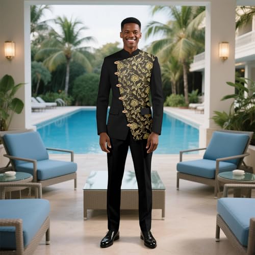 Men's 2 Pieces Suit Elegant Solid Slim Fit Single Breasted Party Long Blazer Pants 2 Piece Set2