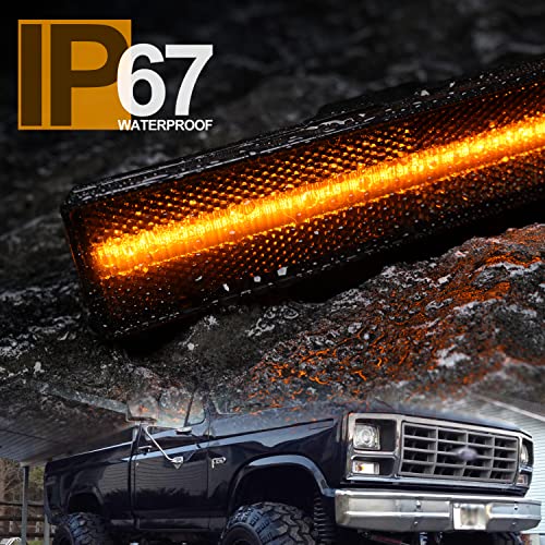 Nslumo Led Side Marker Lights Replacement For 1980-1986 Ford Bronco F150 F250 F350 Amber Led Front Fender Side Marker Turn Signal Light Kit Clear Lens Pair Driver Passenger Lamp Assembly #TOP7