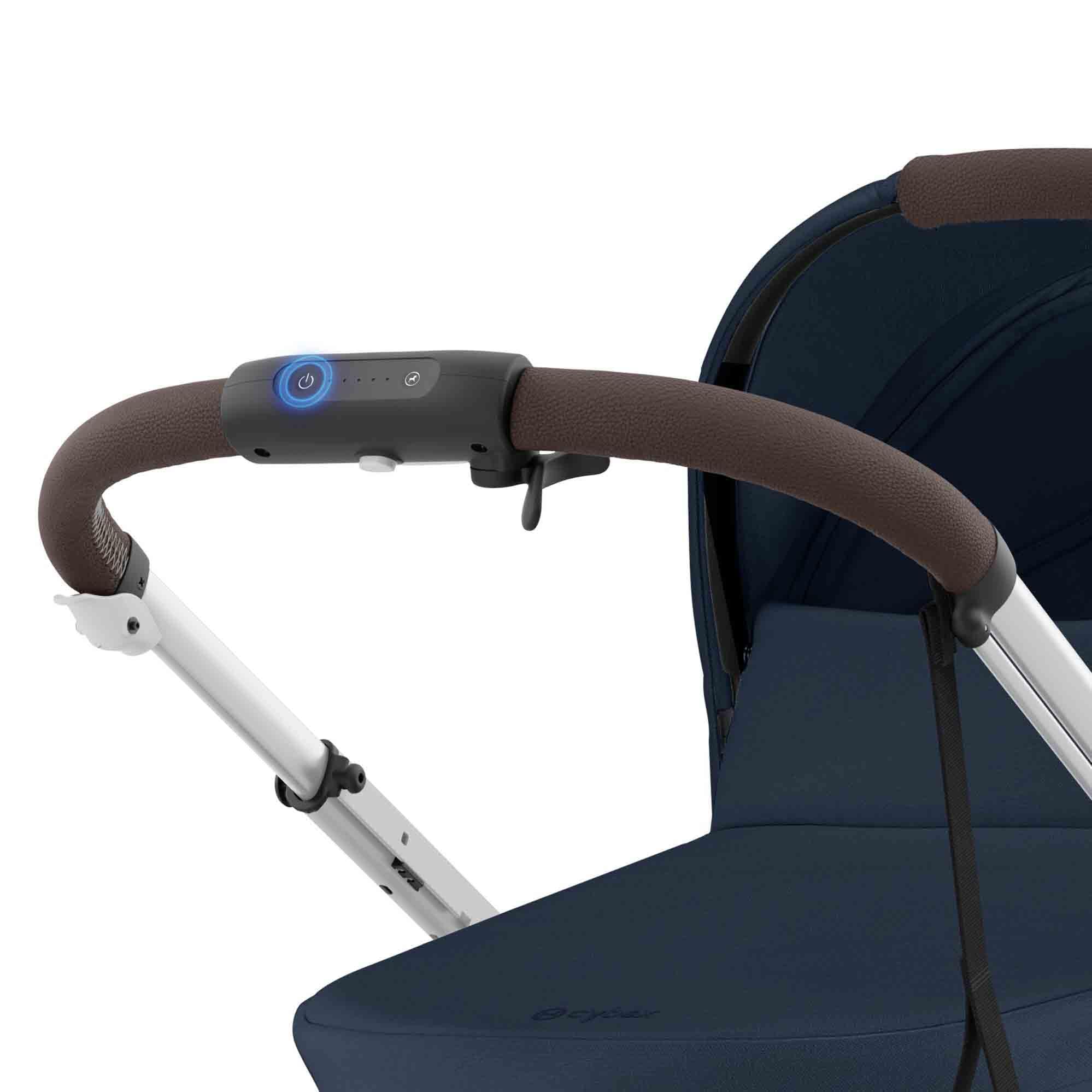 CYBEX Poussette Gold e-GAZELLE S, de la naissance à environ 4 ans, max. 22 kg (mode simple) / 2x 22 kg (mode duo), système tout-en-1 avec propulsion électrique et 20+ configurations, bleu océan