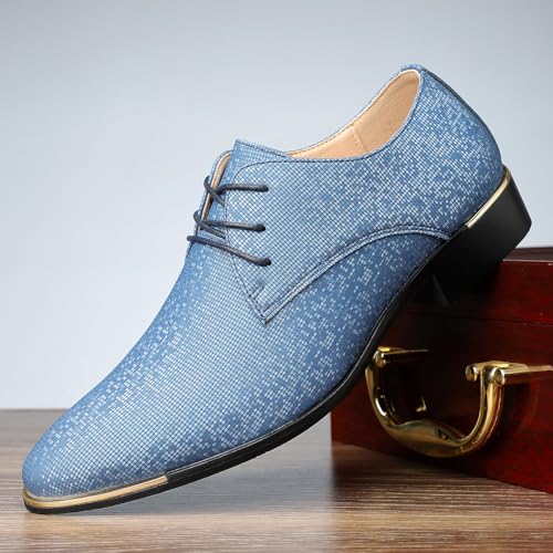 Santimon Men's Lace-Up Dress Oxford Shoes Patterned Leather & Gold Accent Stylish Formal Shoes2