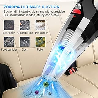 RIKIN Aspirapolvere per Auto 8500PA 120W Aspirabriciole Portatile 3 in 1 Aspirapolvere Potente con Luce LED a Mano Basso Rumore Aspirabriciole con Filtro HEPA in Acciaio Inossidabile Umido e Secco