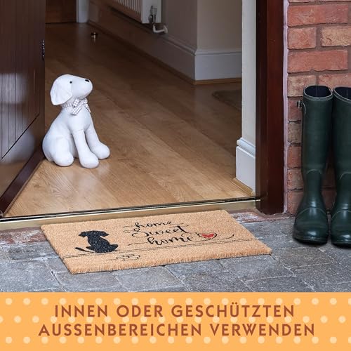 SPOTTED DOG GIFT COMPANY Kokos Fußmatte für Innen - Schmutzfangmatte Natur, Kokosmatte Outdoor Hund Home Sweet Home Fußabtreter Wetterfest und rutschfest für Flur, Eingangsbereich & überdachten 60x40