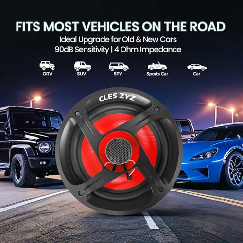 6.5‑Inch Car Coaxial Speakers, 800W Max Power, 200W RMS, 4 Ohm, 90dB Sensitivity, 6.5 Speakers with Glass Fiber Cone for Delivering Hi‑Fi Sound, Ideal Audio Upgrade for New & Used Cars (Pair) - Image 6