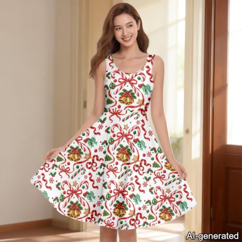 Image of Dreaweet Casual Sleeveless Dresses for Women Girls, Round Neck Tank Dresses with Pockets Summer Sundress Size XS-4XL