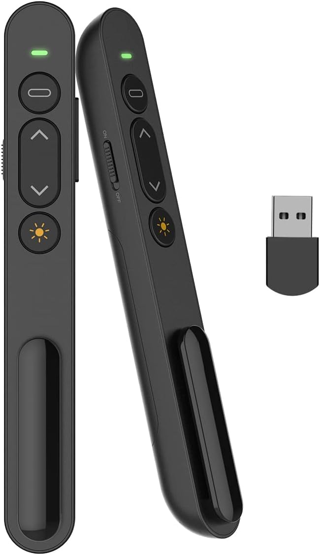 Puntero Presentaciones, Presentador de Diapositivas Remoto Mando para PowerPoint/Keynote/Hyperliens/Google Slides/PDF/MS Word para conferencias, reuniones, informes, PowerPoint, etc. Plug & Play