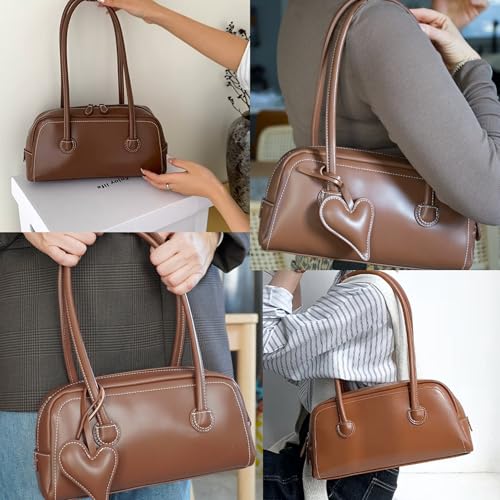 Image of Hobo bag with heart charm (Brown Vegan Leather)