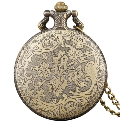Image of VIGOROSO Mens Vintage Pocket Watch for Men Antique Quartz Pocket Watches with Chain Steampunk Flip Cover Arabic Numerals Birthday Christmas Halloween for Dad Grandpa Grandma Gift for him her